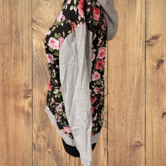 Black Floral & Grey Hoodie - Picture 5 of 6